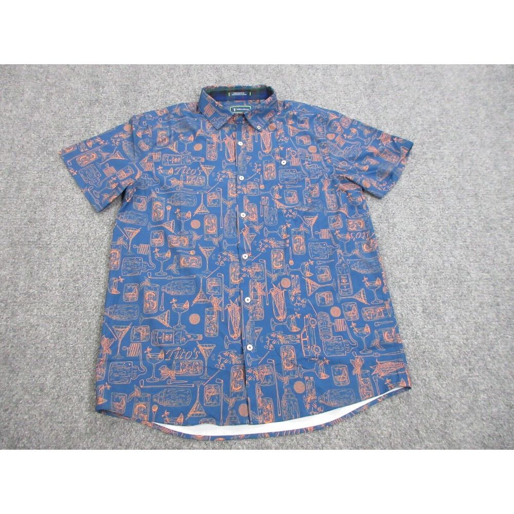 William Murray Shirt Mens Large Blue‎ Button Up AOP Cocktail Preppy Golf